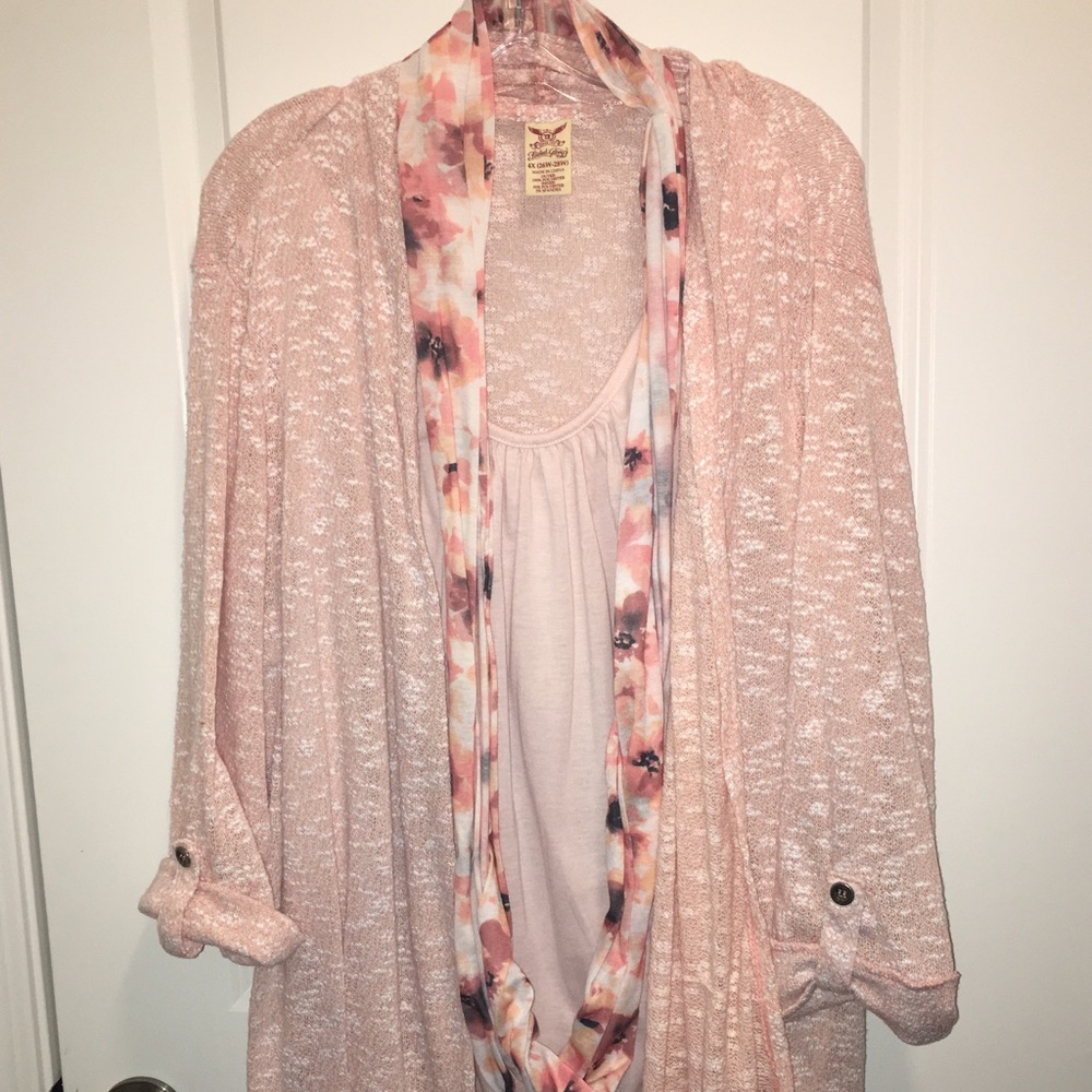 Sweater, scarf, tank one piece